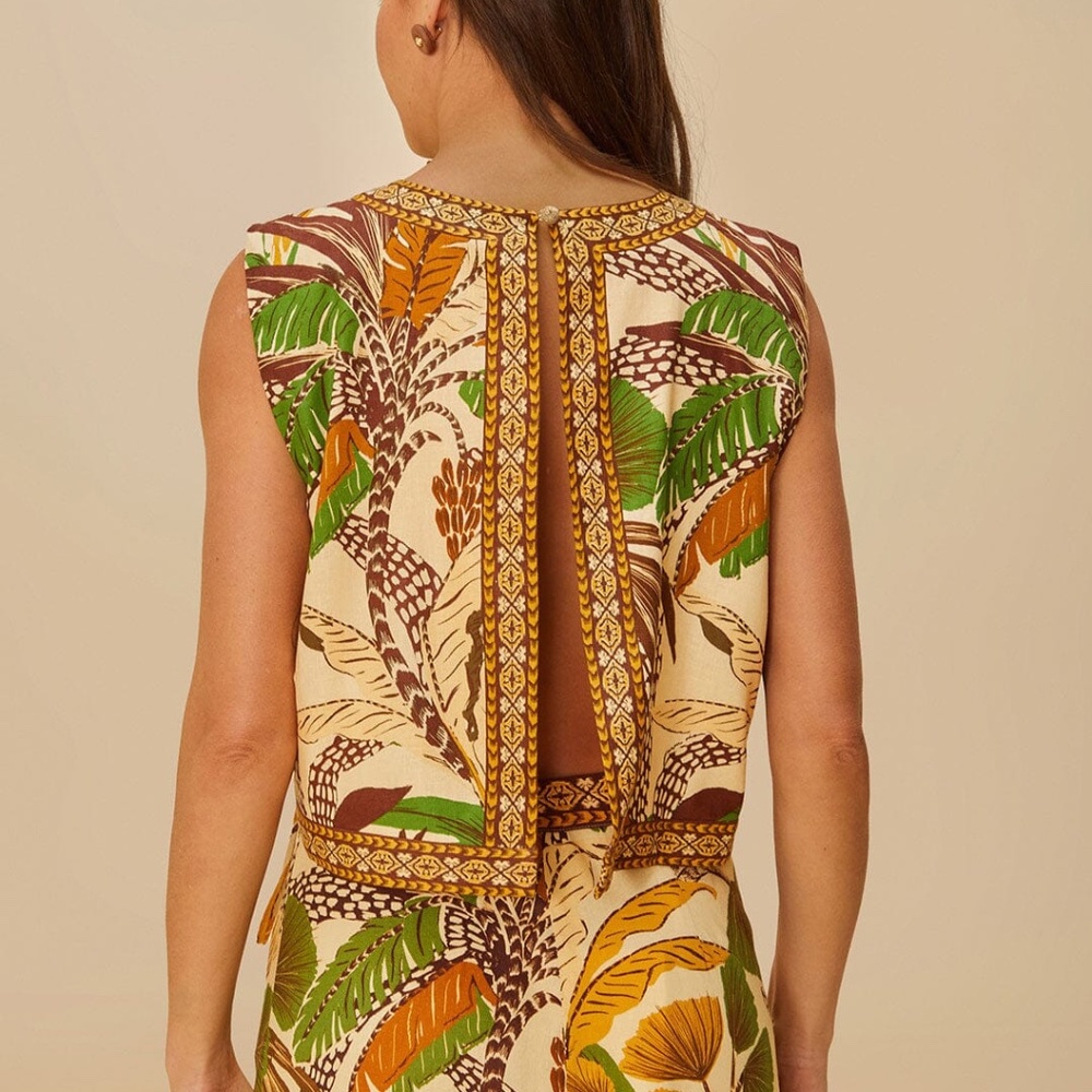 FARM RIO SAND FOLIAGE SKETCH BLOUSE NWT - Picture 4 of 10